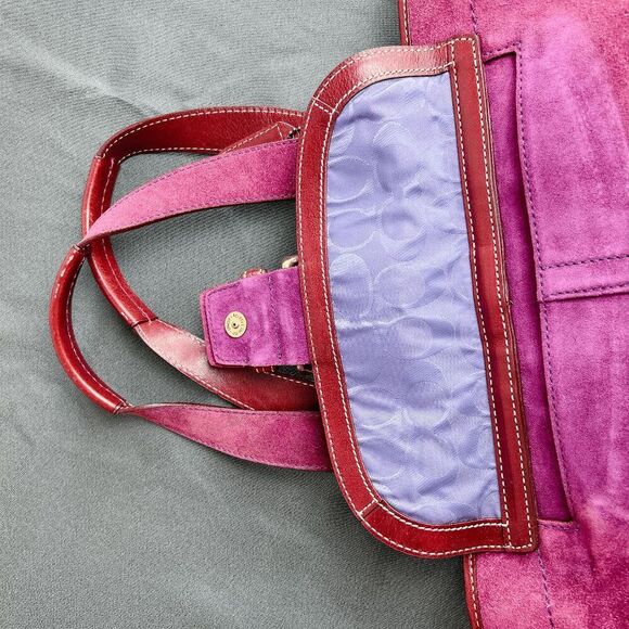 Coach Hampton Bucket Purple Suede Leather Shoulder SOHO Mid Size Tote Bag 9676 - Picture 12 of 12